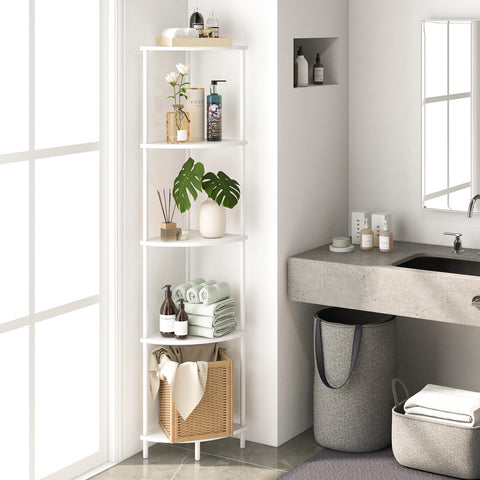 Yoobure Corner Shelf Stand curved shelves reduce bumps and scratches.
