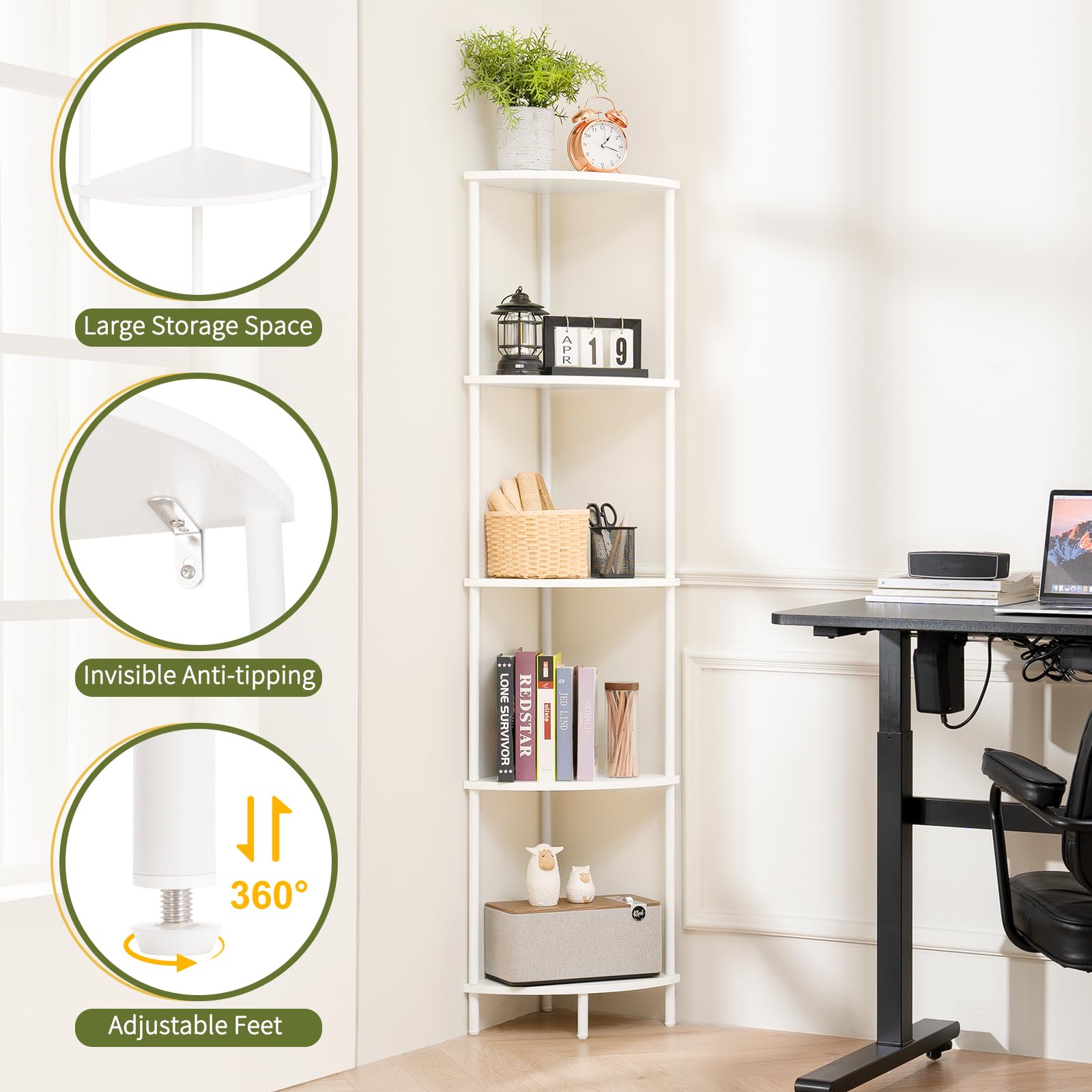 Yoobure Corner Shelf Stand plant display keeps greenery organized and stylish.