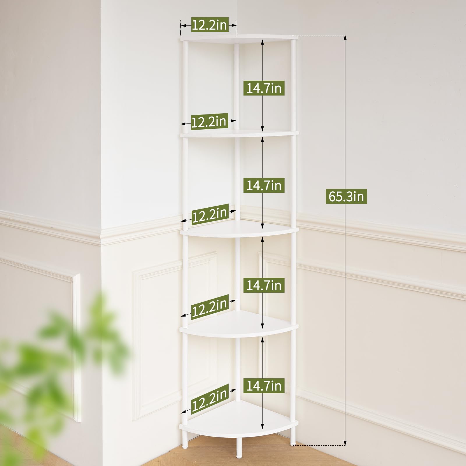 Yoobure Corner Shelf Stand sturdy frame highlights stability and durable construction.