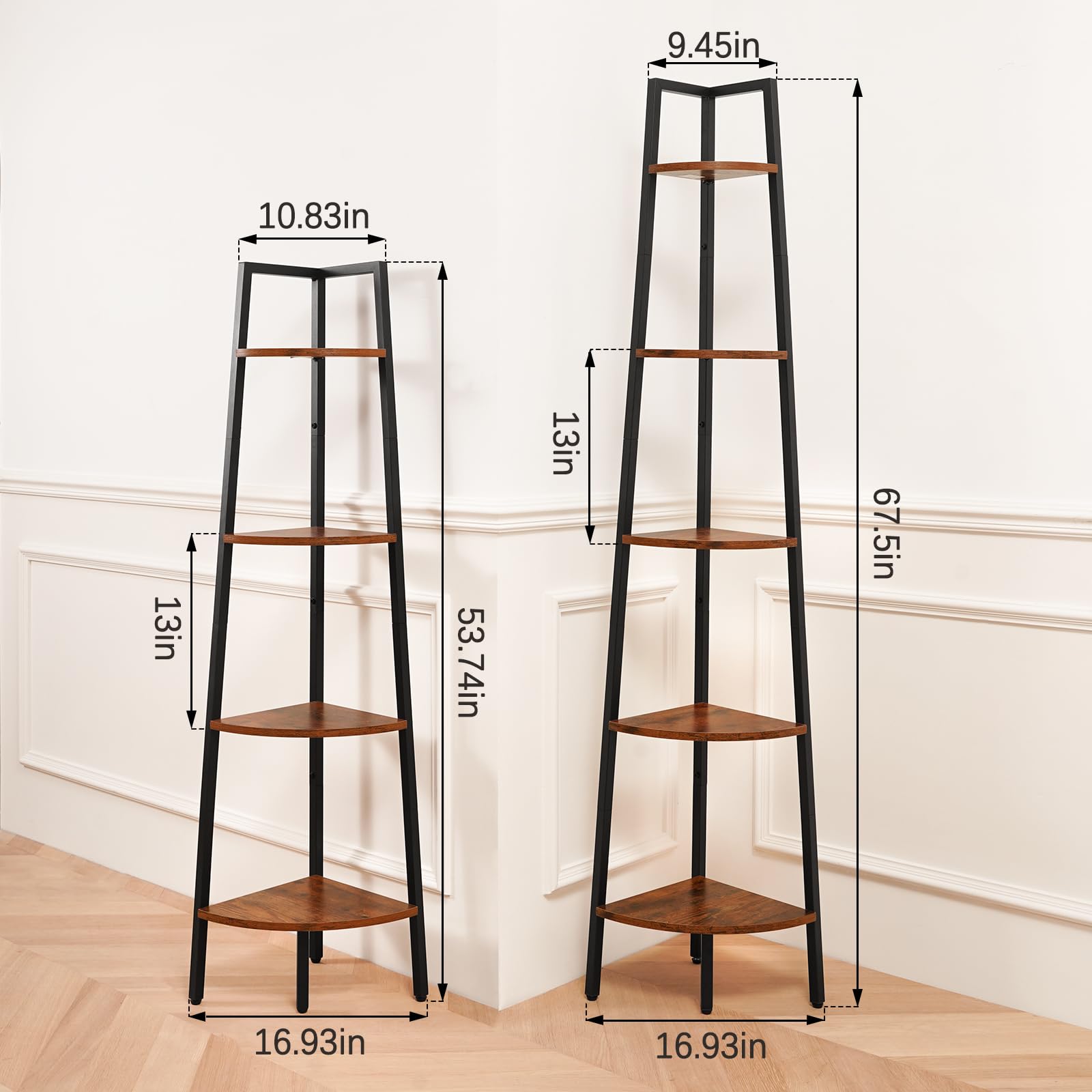 Yoobure corner shelf with 90 degree rear design fits tightly against walls for efficient corner use