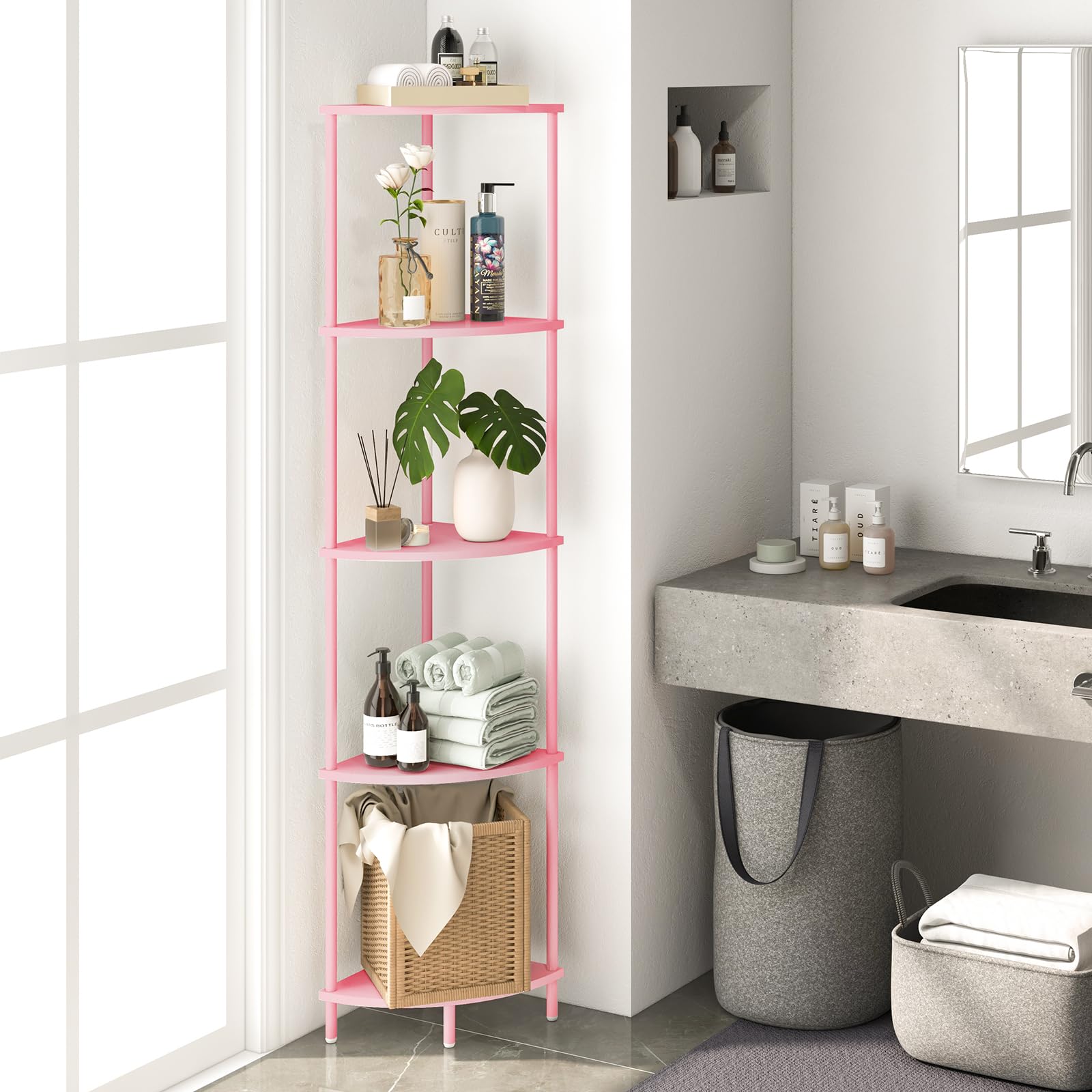 Yoobure curved shelves with smooth edges reduce collisions