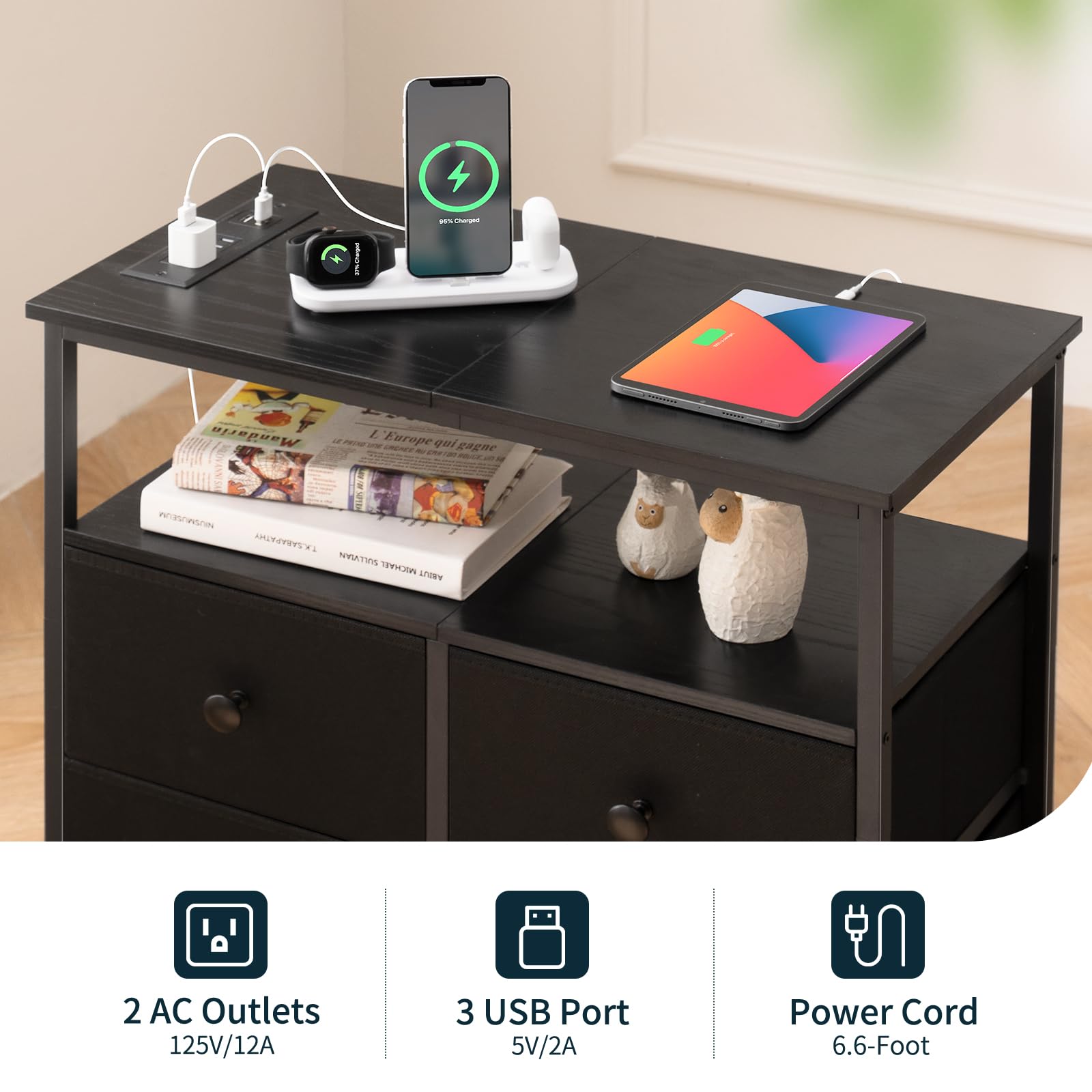 Yoobure durable wood and steel frame supports daily bedroom use.