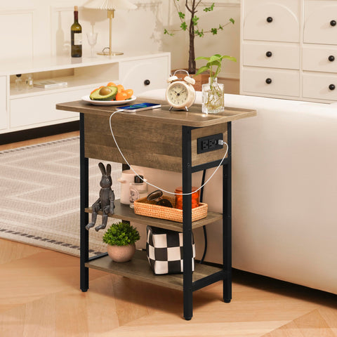 Yoobure end table with two tier storage shelves for organized small items
