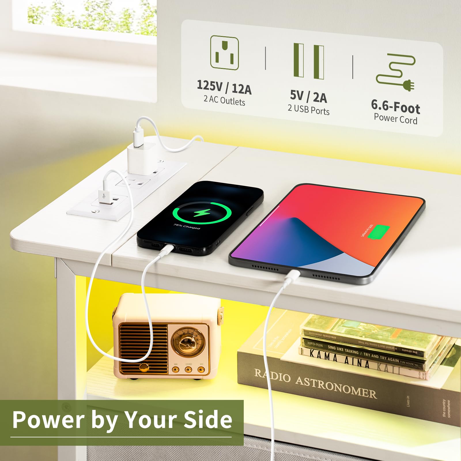 Yoobure end table adjustable feet improve stability on uneven floors.