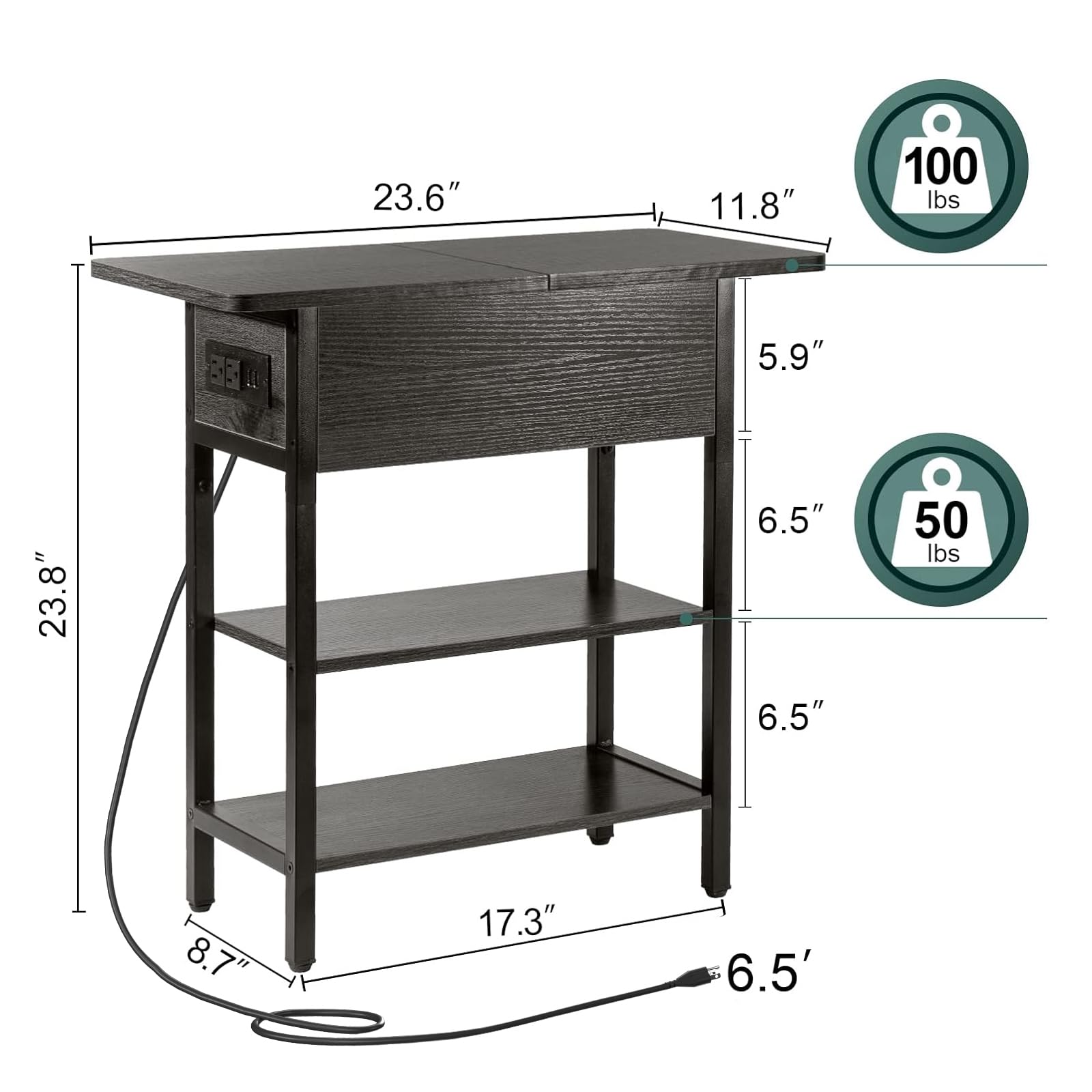 Yoobure end table durable materials and steel frame for stability.