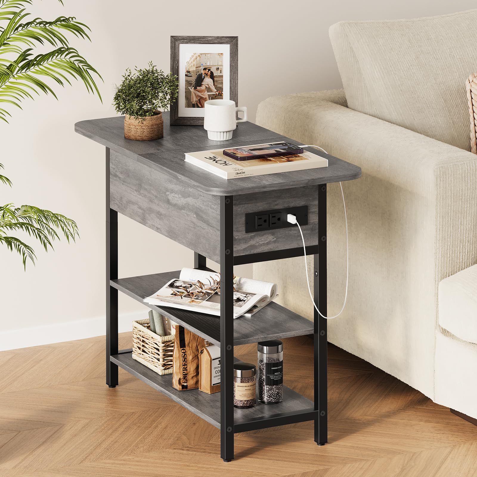 Yoobure end table easy assembly with numbered parts.