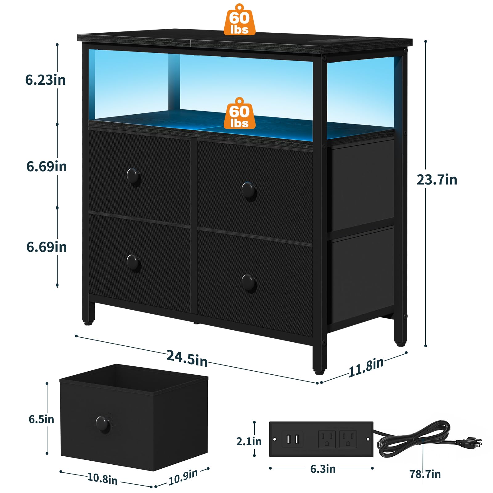 Yoobure LED nightstand with dynamic lighting options for mood control.