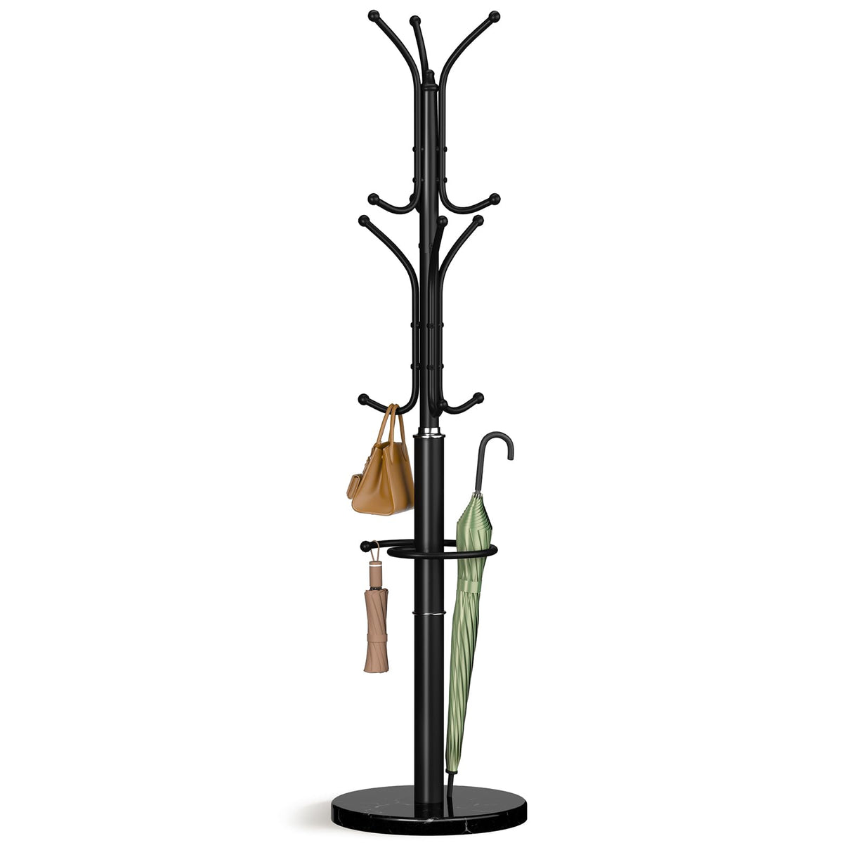 Yoobure marble-base coat rack demonstrates premium stability for entryways.