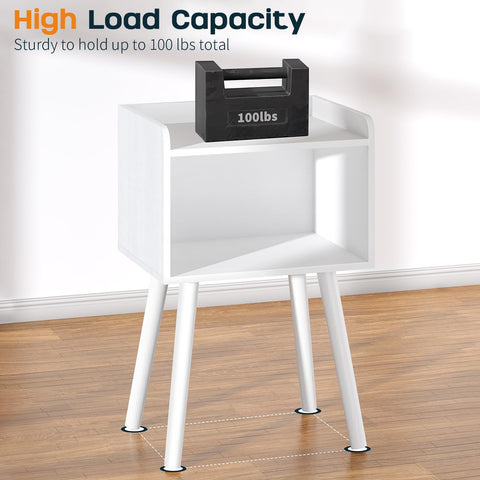 Yoobure mid-century nightstand front view highlights its sturdy frame.