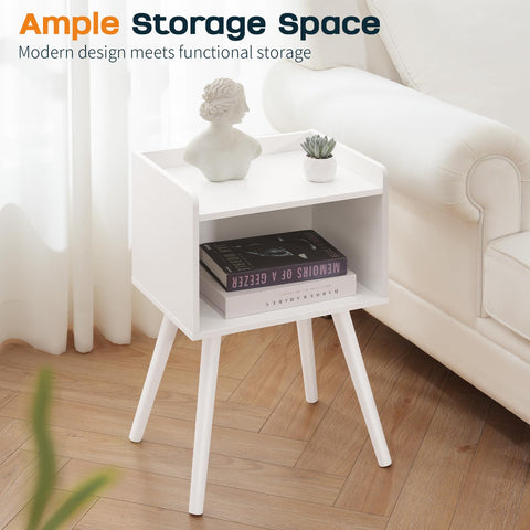 Yoobure mid-century nightstand rounded edges prevent accidental bumps.