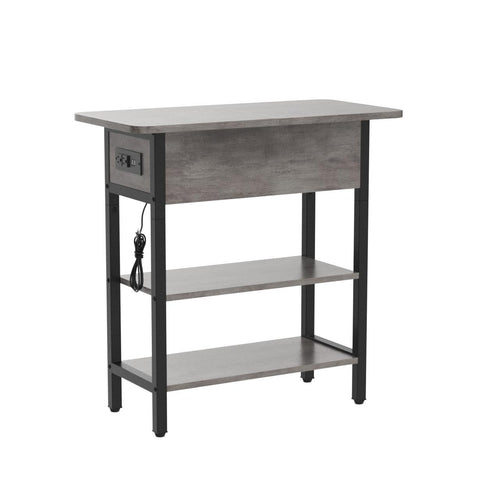Yoobure narrow nightstand gray fits tight spaces beside sofa.