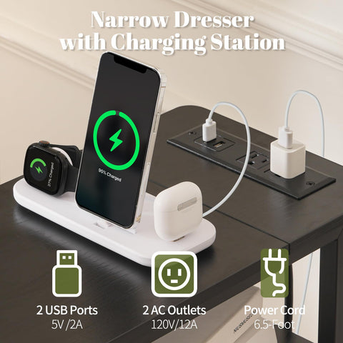 Yoobure narrow nightstand open shelf and fabric drawers organize essentials within reach