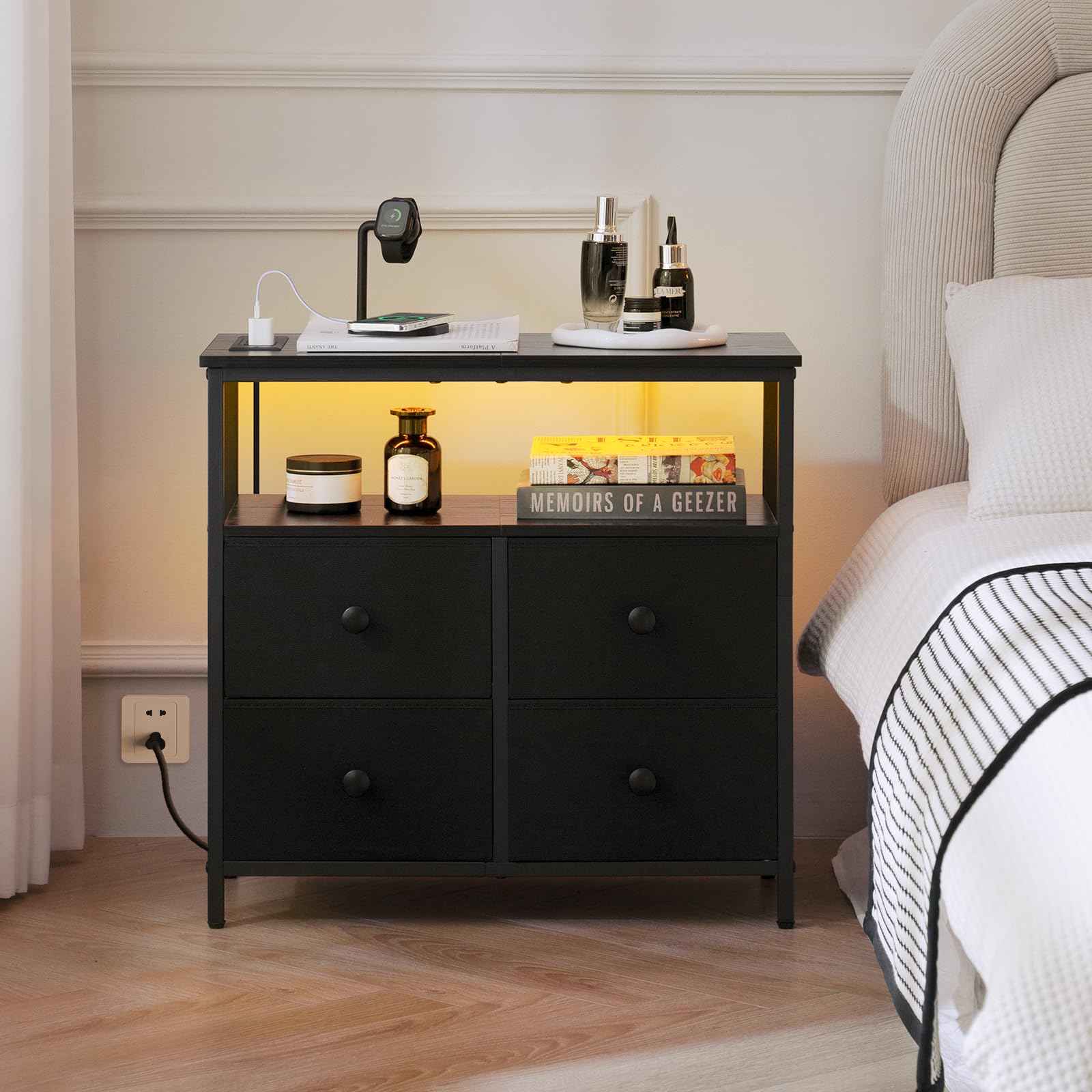 Yoobure night stand blends with bedrooms, living rooms, or home offices.