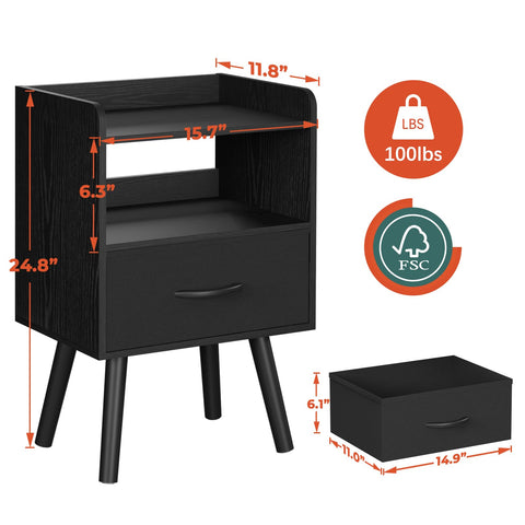 Yoobure night stand with edge protected tabletop to prevent slips