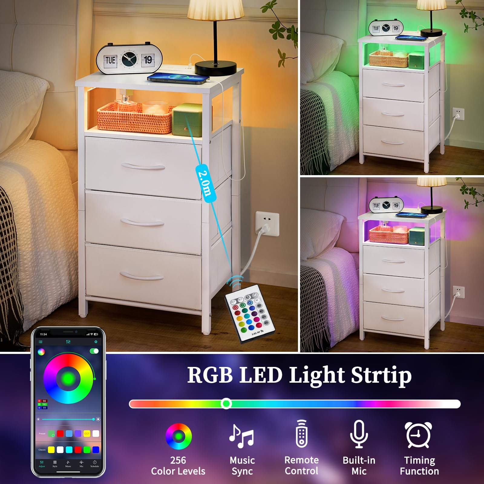 Yoobure nightstand with open shelf ideal for books and decor