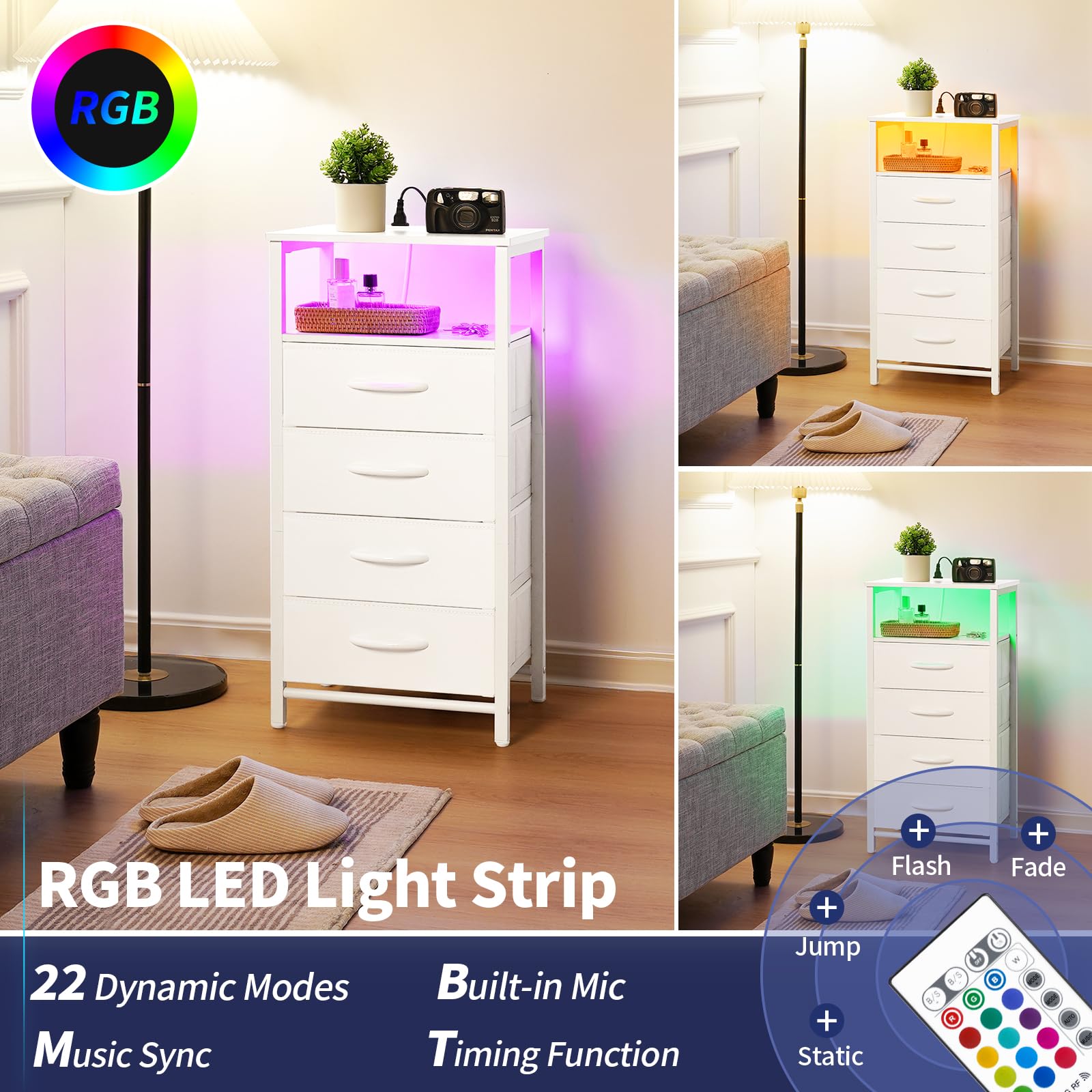 Open shelf display for photos or lamps on the Yoobure night stand.