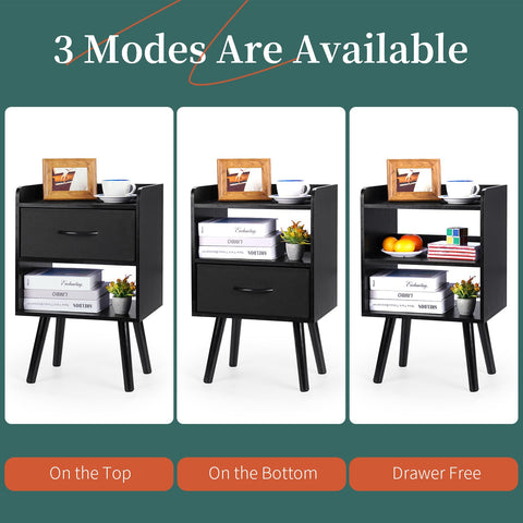 Yoobure night stand solid wood legs for strong support