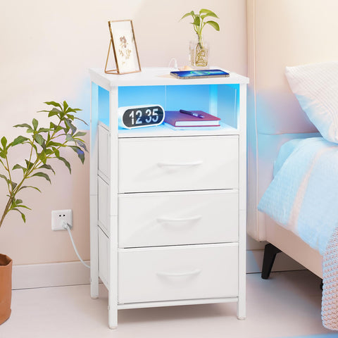 Yoobure bedside table with USB ports and outlets for easy charging