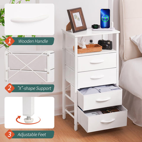 Solid wooden handles help drawers slide smoothly on the Yoobure night stand.