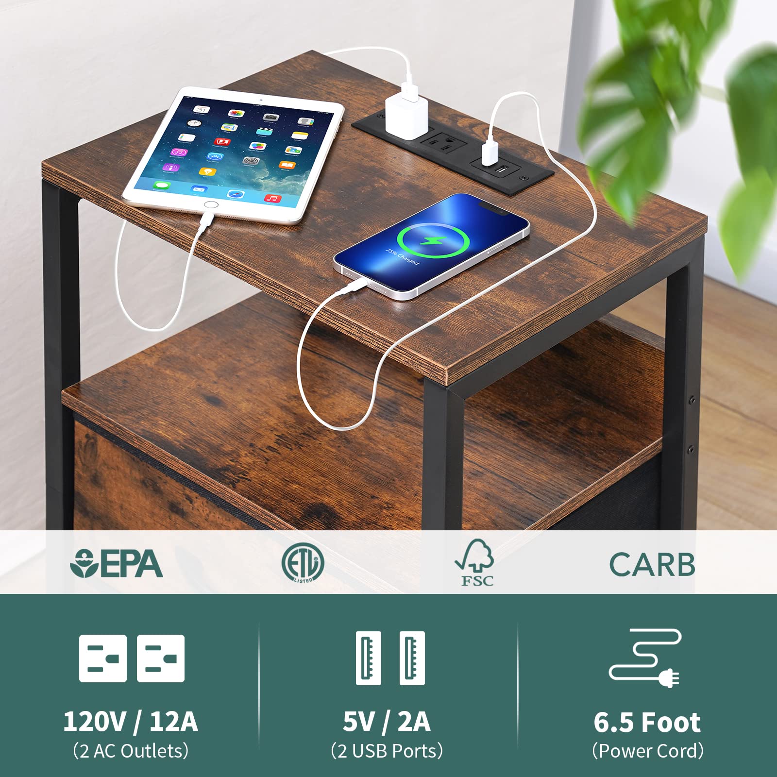 Yoobure nightstand four adjustable feet prevent wobble and protect floors
