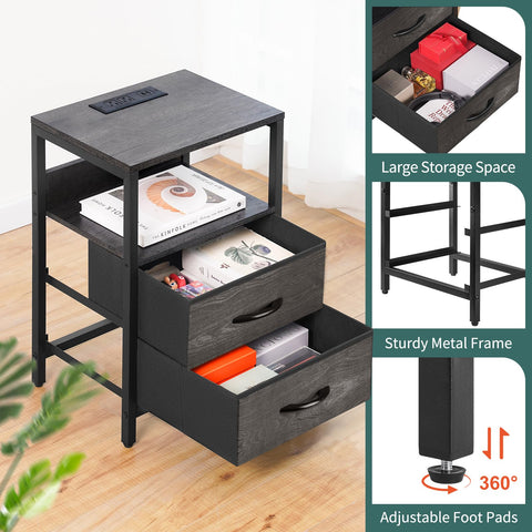 Yoobure nightstand with adjustable feet stays level on uneven floors.