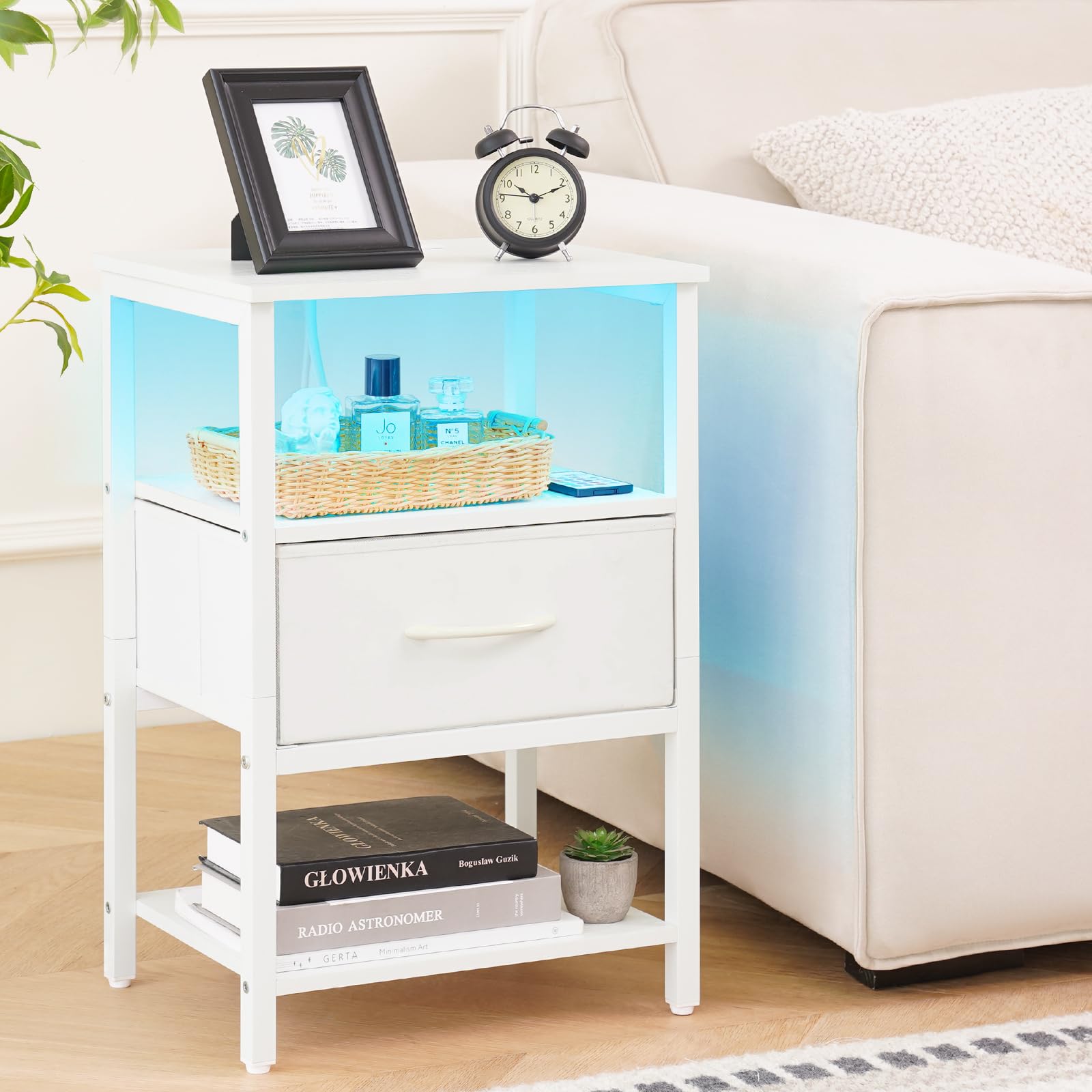 Yoobure nightstand with charging station keeps devices powered and organized beside your bed.
