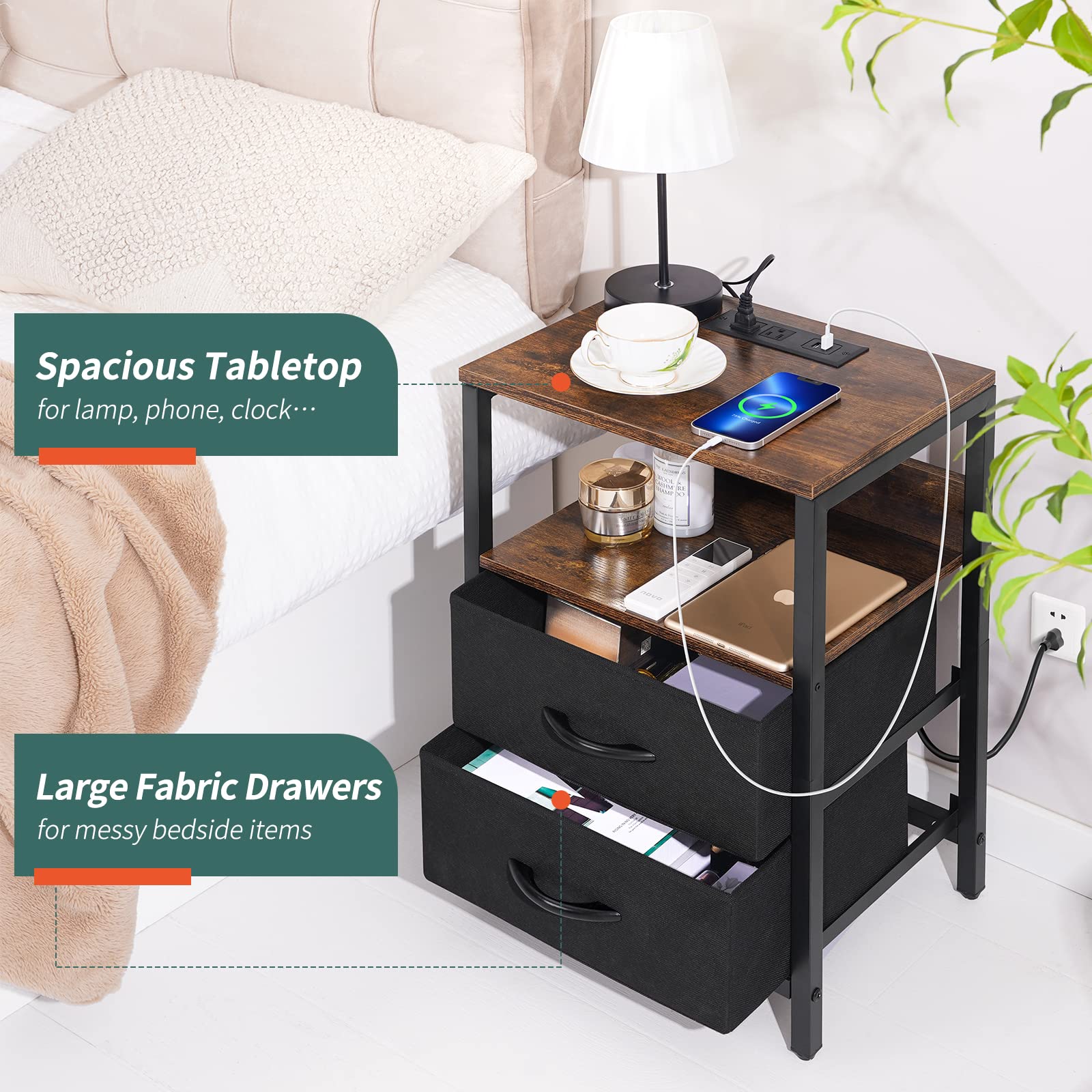 Yoobure nightstand easy assembly with included tools and guide
