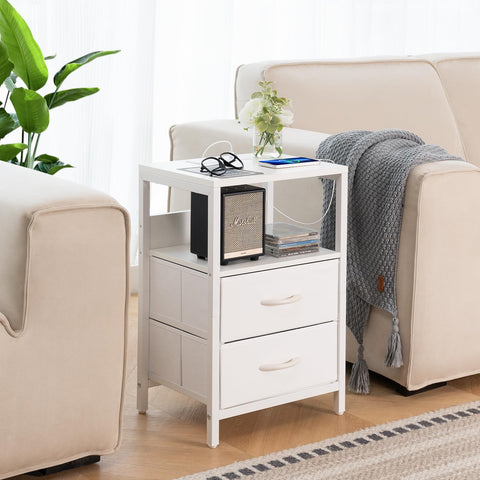 Yoobure nightstand fabric drawer close-up highlighting organized storage