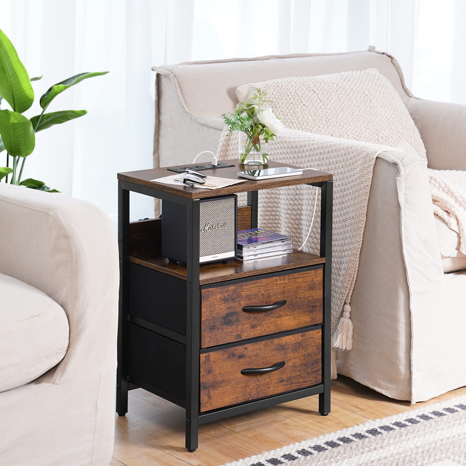Yoobure nightstand fabric drawers offer discreet bedside storage for remotes and keys