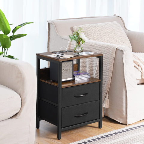 Yoobure nightstand with fabric drawers for organized storage beside bed