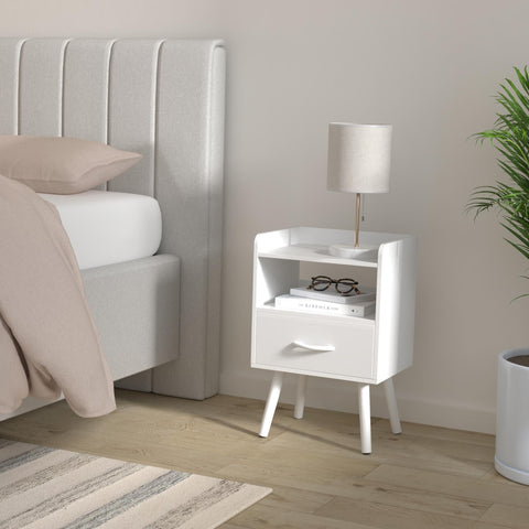 Yoobure nightstand open shelf ideal for clocks and books.
