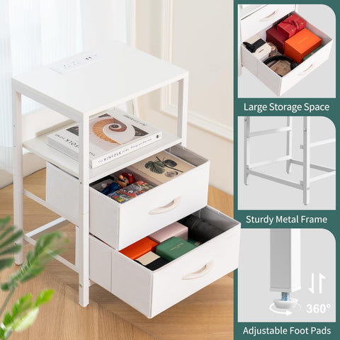 Yoobure nightstand rustic white finish blends with any decor