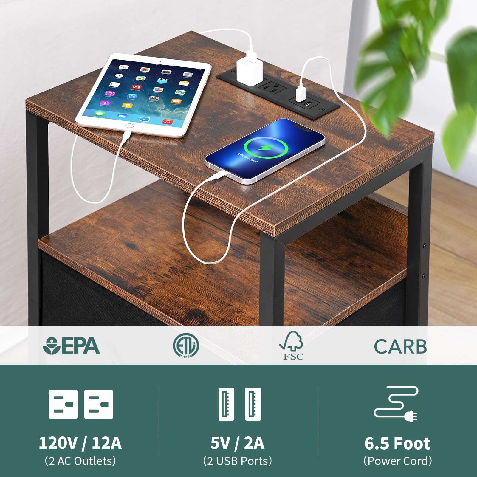 Yoobure nightstand small space solution fits tight bedrooms