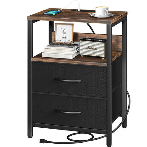 Yoobure nightstand with USB ports at bedside for easy charging