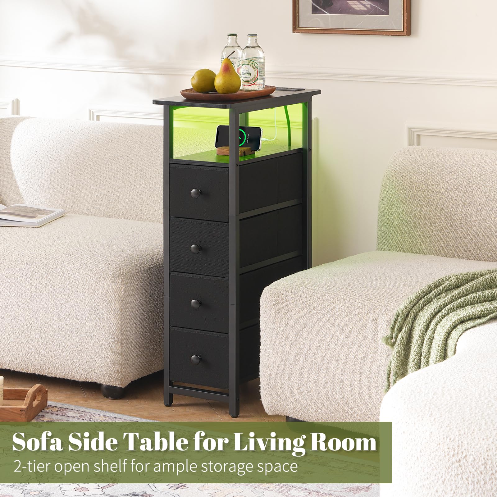 Yoobure nightstand waterproof wood finish resists spills and daily wear