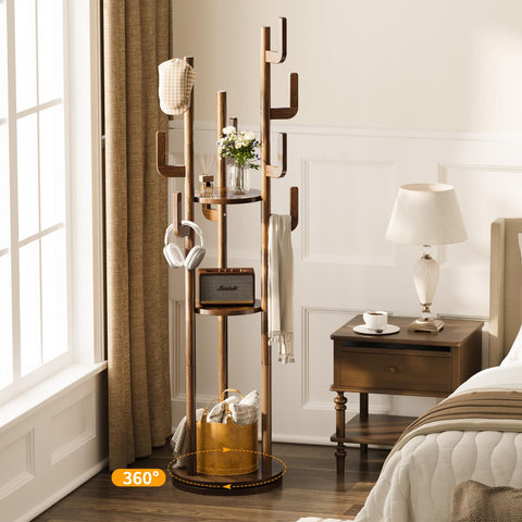 Yoobure rotary coat rack 360-base enables smooth, silent rotation for effortless access