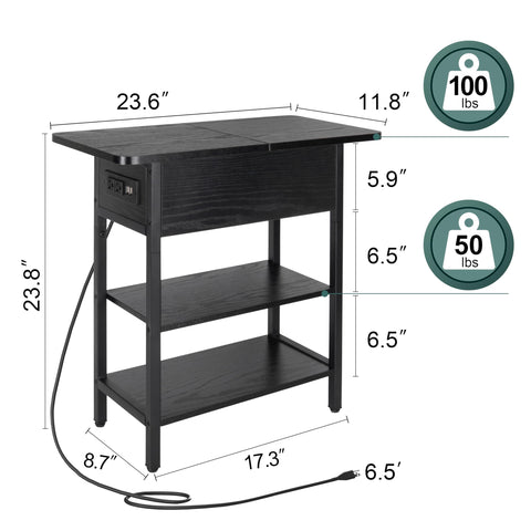 Yoobure small end table showing sturdy particle board and steel frame.