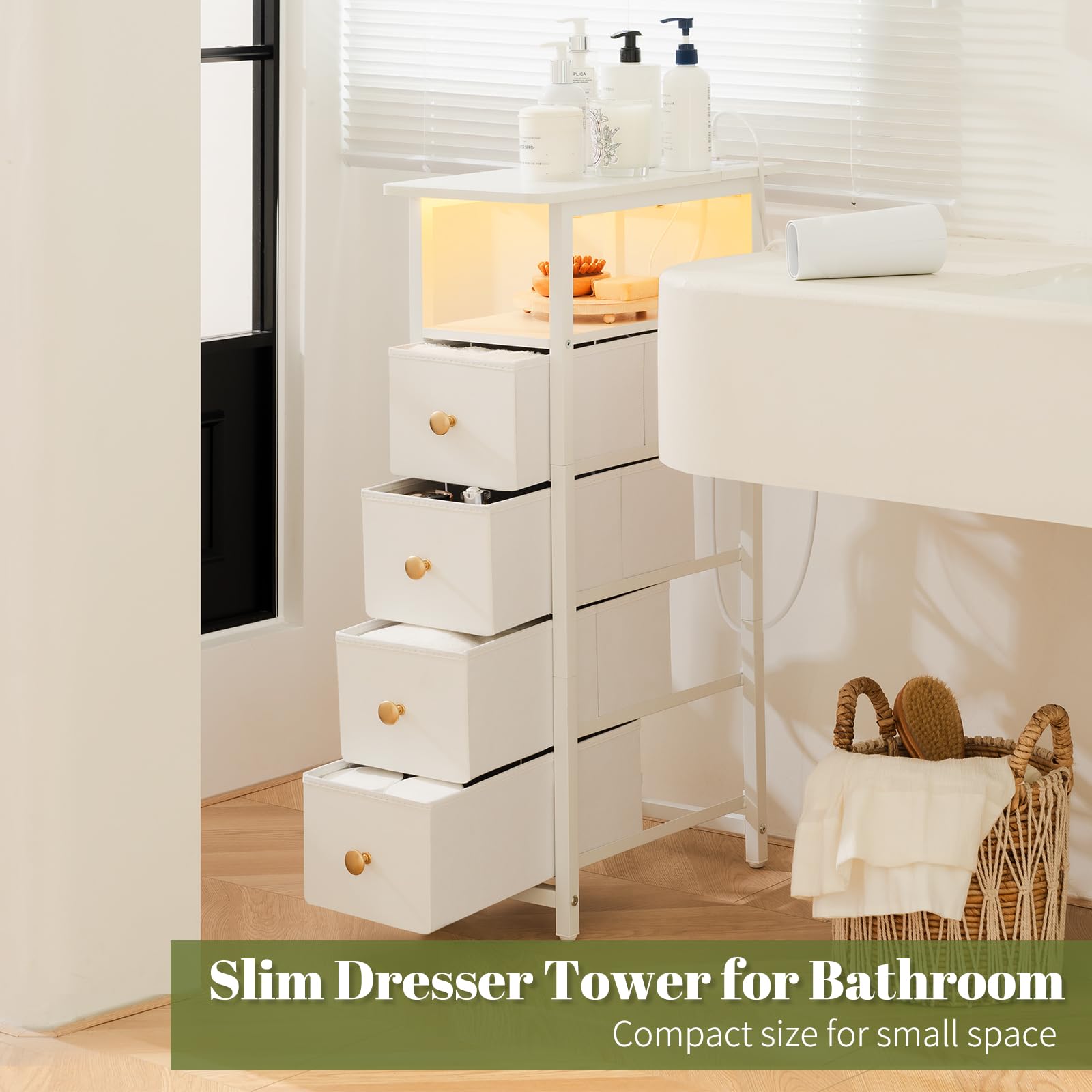 Yoobure compact storage solution combines nightstand and dresser in one.