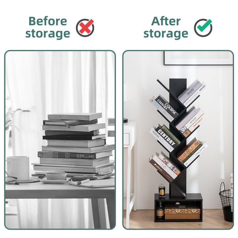 Yoobure Tree Bookshelf backboard reinforcement detail for added stability and load support.