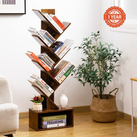 Yoobure Tree Bookshelf living room setup showcasing versatile storage.
