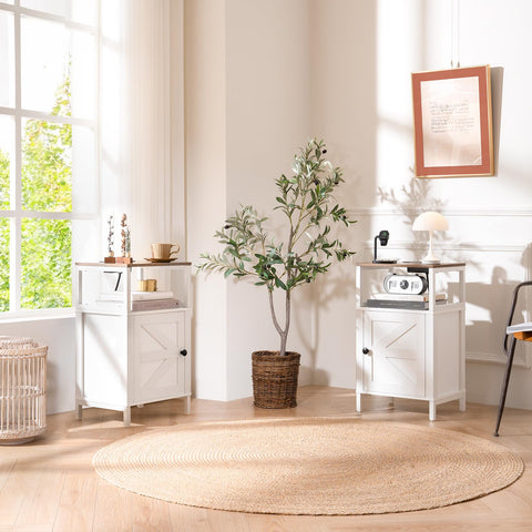 Yoobure white wood finish adds rustic charm to any room.