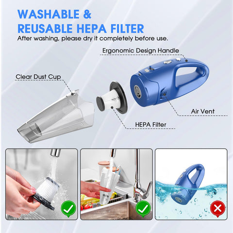 YOOHI 6000Pa suction handles small debris and hair on surfaces.
