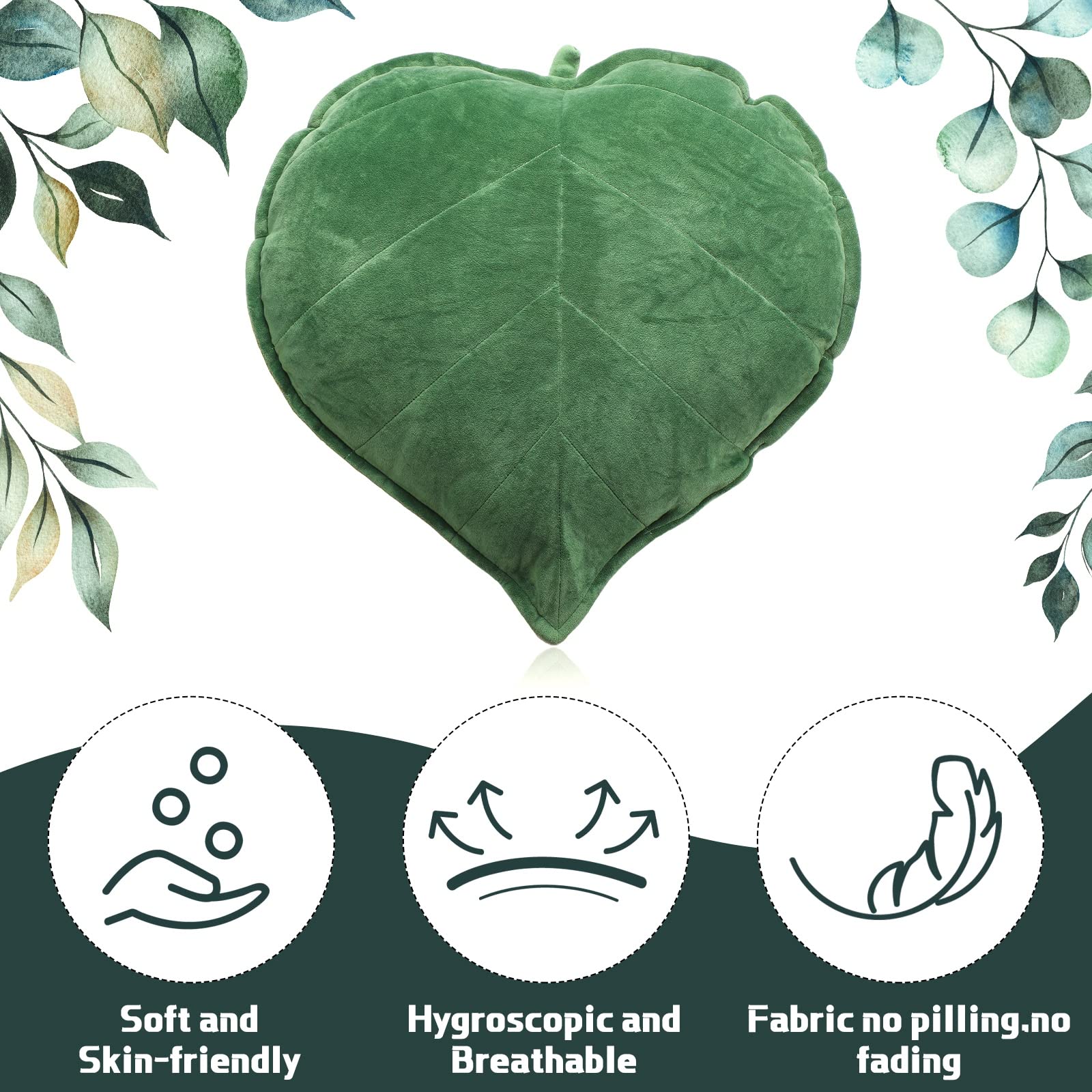 Yookeer 3D leaf cushion enhances decor while offering soft support.