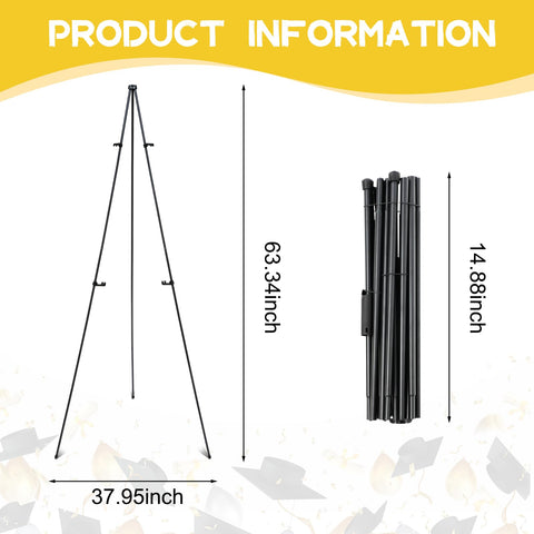 Yookeer satin black aluminum easel with non-slip feet for stability