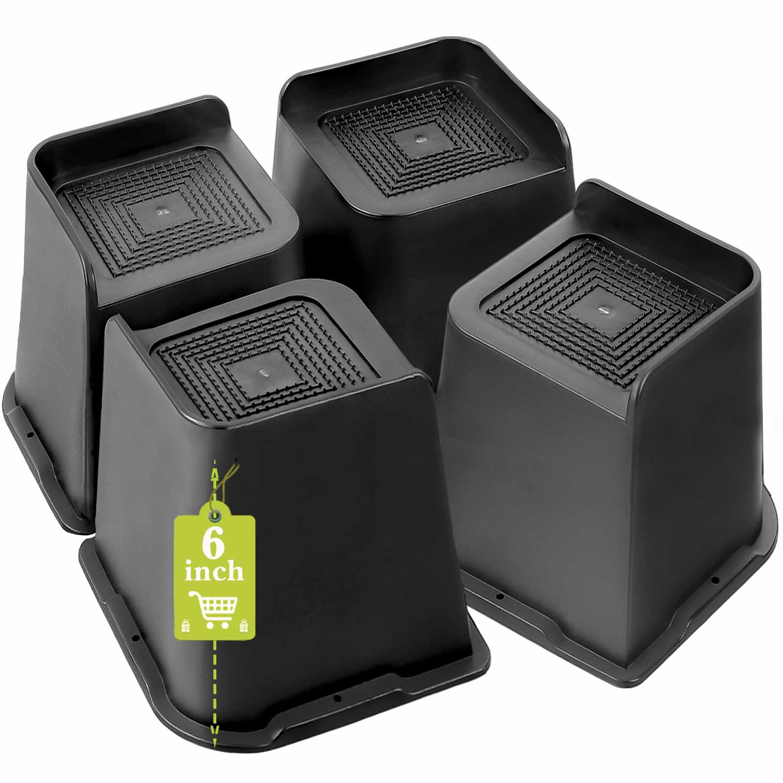 Yookwutar 6-inch bed risers top view for sturdy elevation