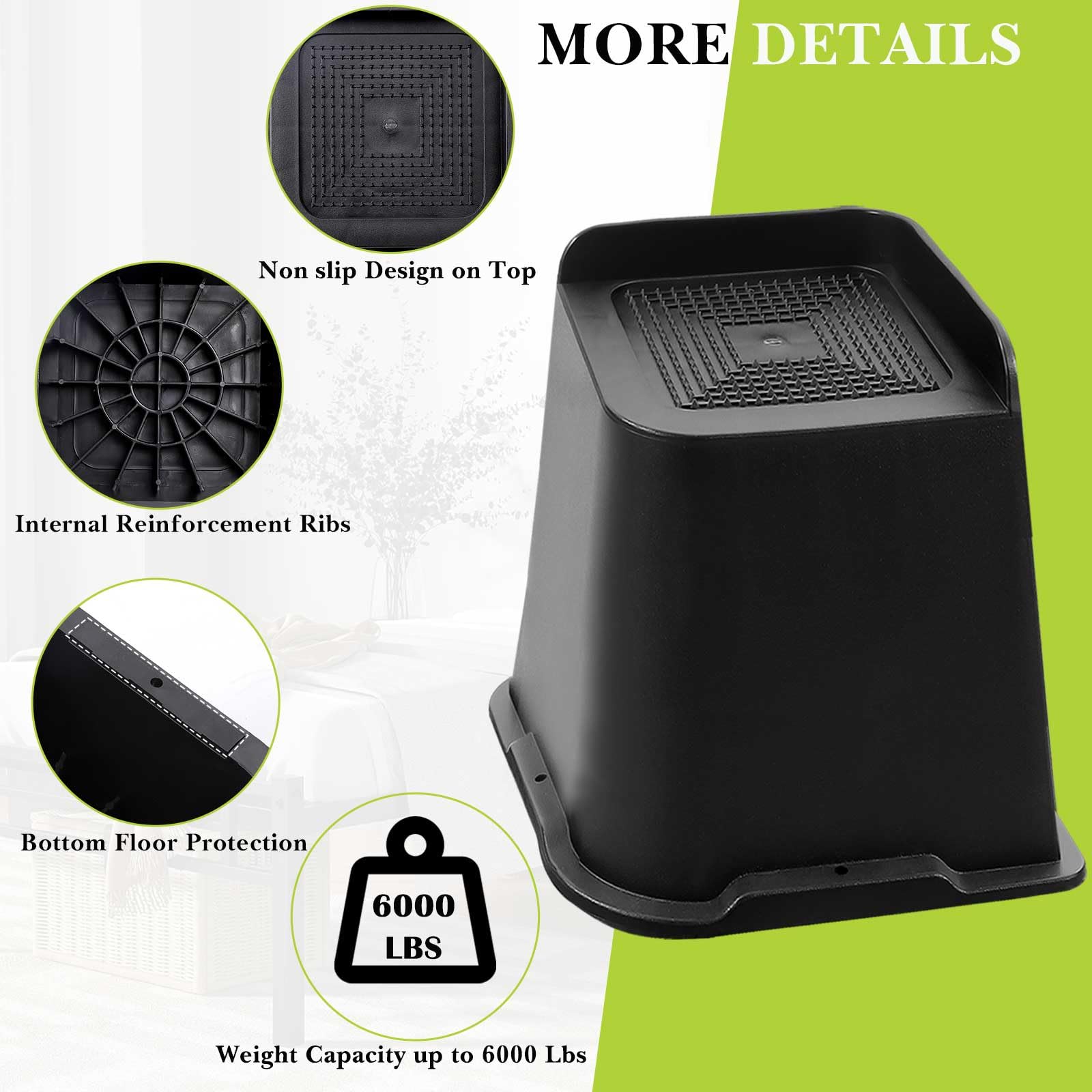 Yookwutar dorm-friendly risers create under-bed storage space
