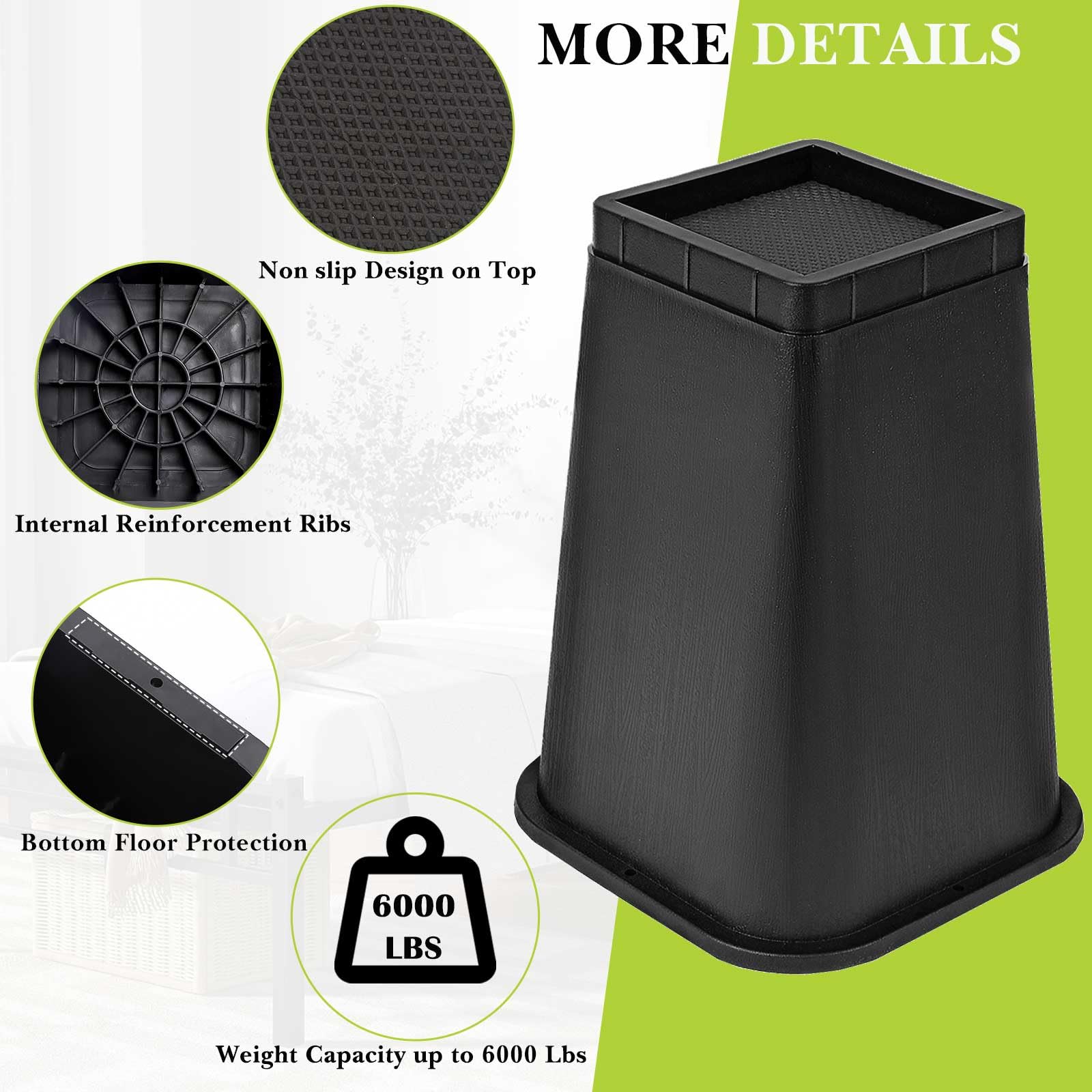 Yookwutar risers install quickly under furniture for easy height boost