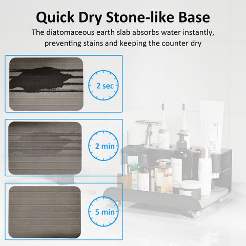 YOOLENS removable diatomaceous earth slab for fast moisture absorption after brushing.