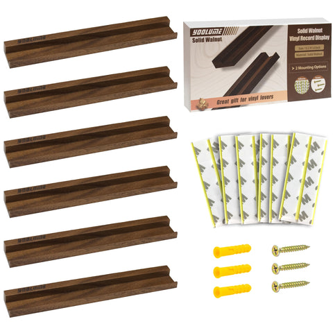 Yoolume vinyl wall mount with adhesive option showcases LPs without wall damage.