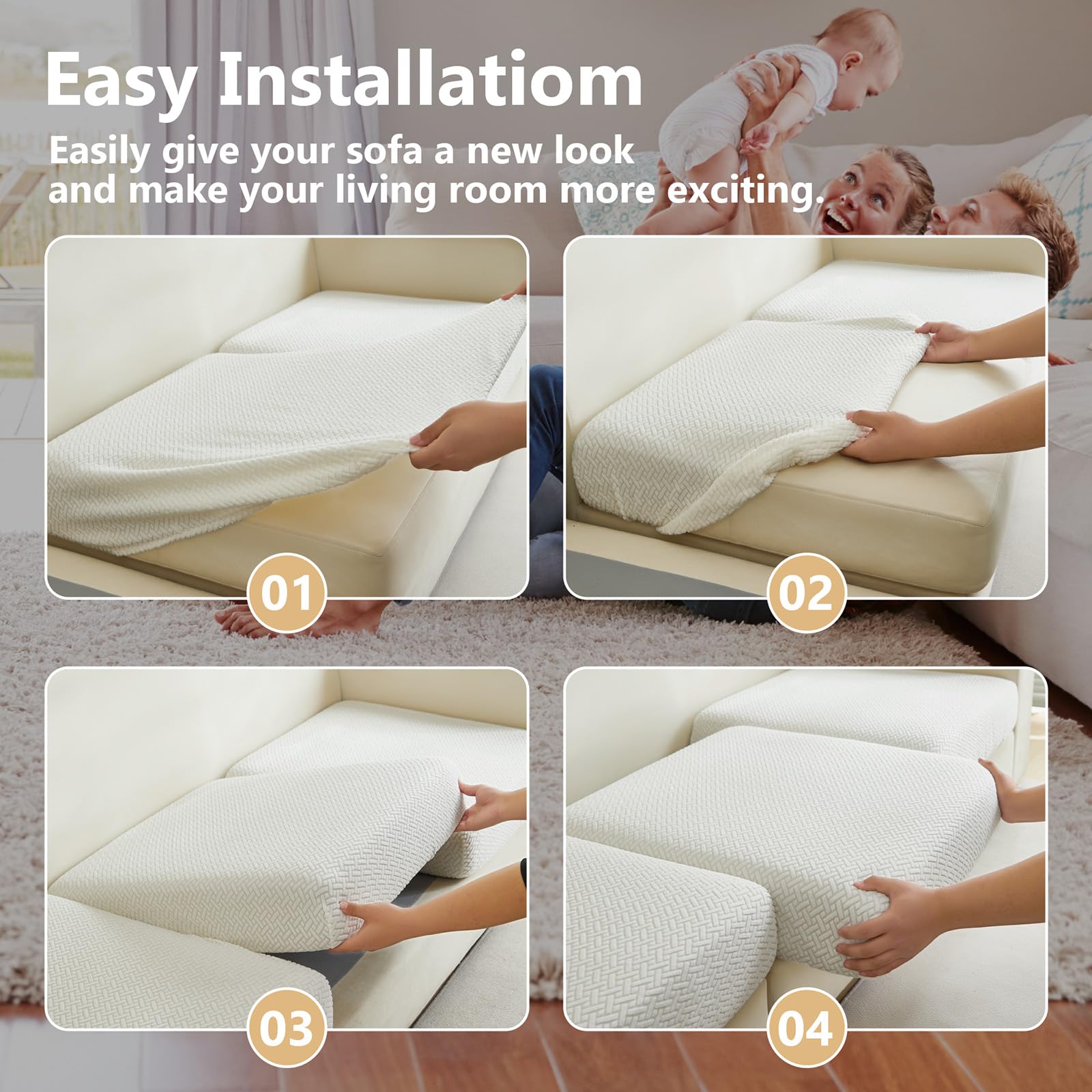 Yoovat sofa cushion cover fits removable cushions precisely